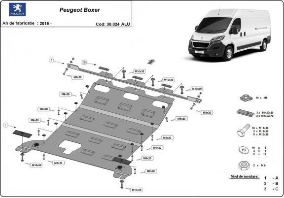 Aluminium Unterfahrschutz für Motor und Getriebe für den Peugeot Boxer