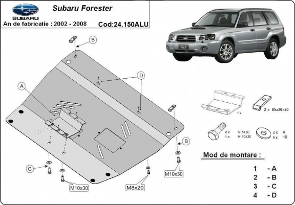 Aluminium Unterfahrschutz für Motor und Getriebe für den Subaru Forester 2