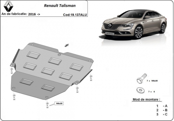 Aluminium Unterfahrschutz für Motor der Marke Renault Talisman