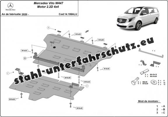 Aluminium Unterfahrschutz für Motor der Marke Mercedes Vito W447