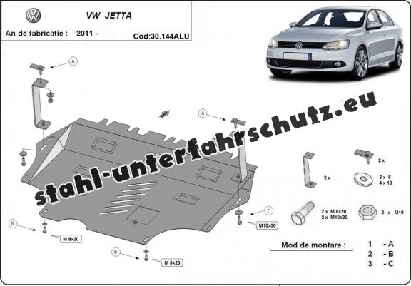 Aluminium Unterfahrschutz für Motor und Getriebe für den VW Jetta