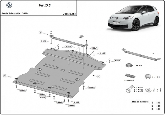 Unterfahrschutz für Motor der Marke Volkswagen ID 3