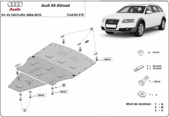 Unterfahrschutz für Motor der Marke Audi A6 Allroad 2 - ohne Seiten