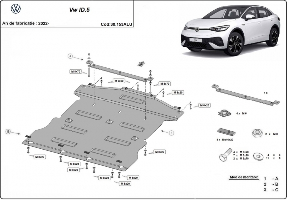 Aluminium Unterfahrschutz für Motor der Marke Volkswagen ID.5