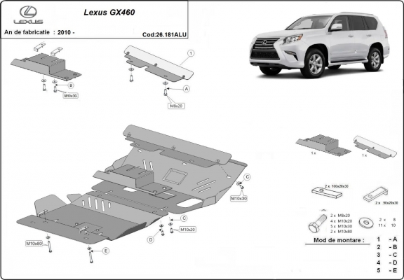 Aluminium Unterfahrschutz für Motor der Marke Lexus GX460
