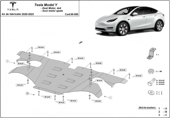 Unterfahrschuzt für Elektromotor hinten Tesla Model Y AWD