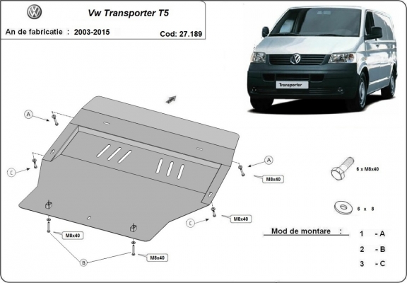 Unterfahrschutz für Motor der Marke Volkswagen Transporter T5