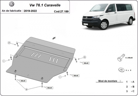 Unterfahrschutz für Motor der Marke Volkswagen Transporter T6.1 Caravelle