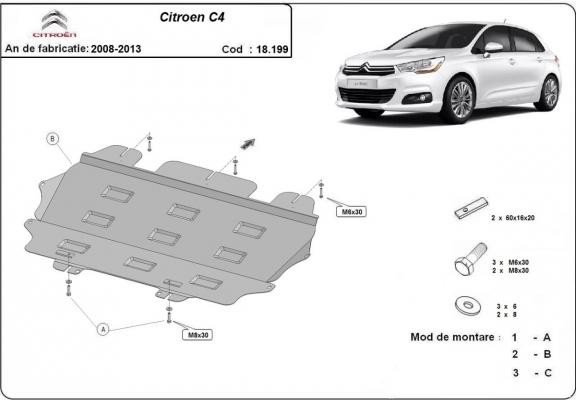 Unterfahrschutz für Motor der Marke Citroen C4
