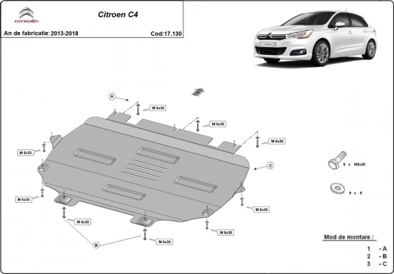 Unterfahrschutz für Motor der Marke Citroen C4
