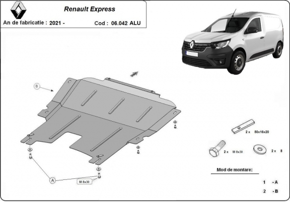 Aluminium Unterfahrschutz für Motor der Marke Renault Express