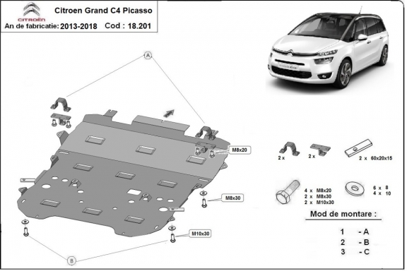 Unterfahrschutz für Motor der Marke Citroen Grand C4 Picasso