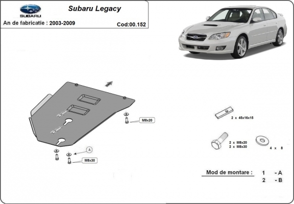 Unterfahrschutz für Schaltgetriebe aus Stahl für Subaru Legacy