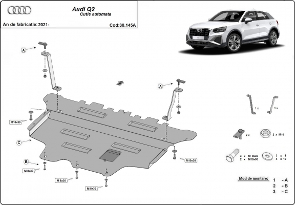 Unterfahrschutz für Motor der Marke Audi Q2 - Automatikgetriebe