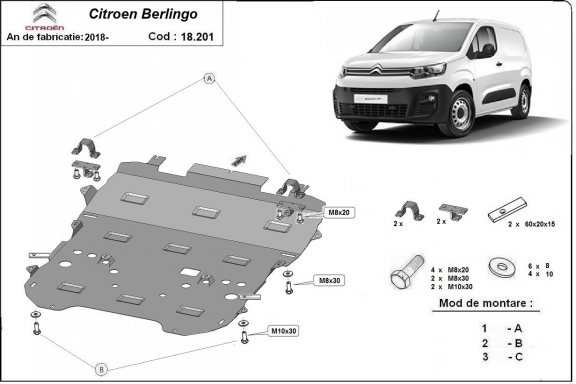 Unterfahrschutz für Motor der Marke Citroen Berlingo